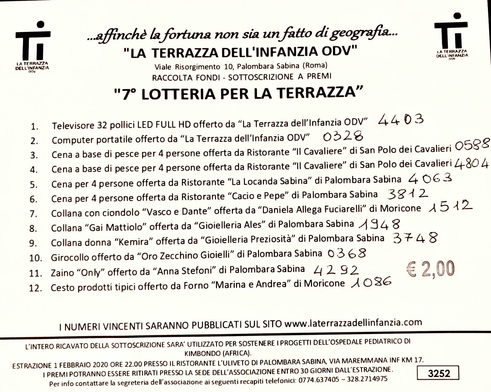Biglietto lotteria con numeri vincenti
