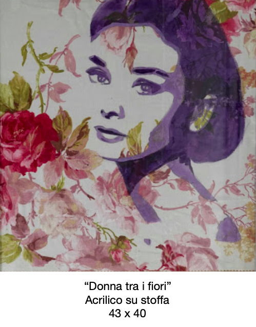 Donna-tra-i-fiori-acrilico-su-stoffa-43x40